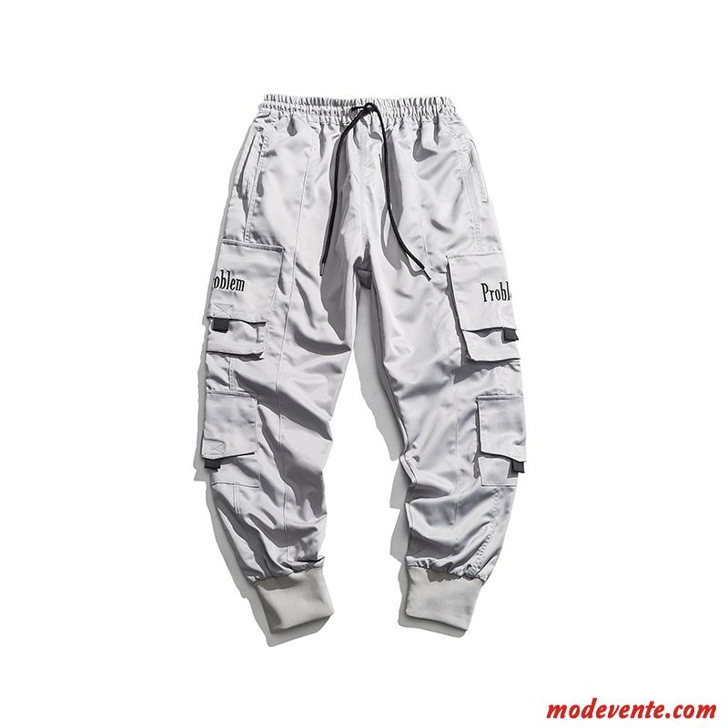 Pantalon Cargo Homme Baggy Serrés Hip Hop Tendance Harlan Décontractée Gris