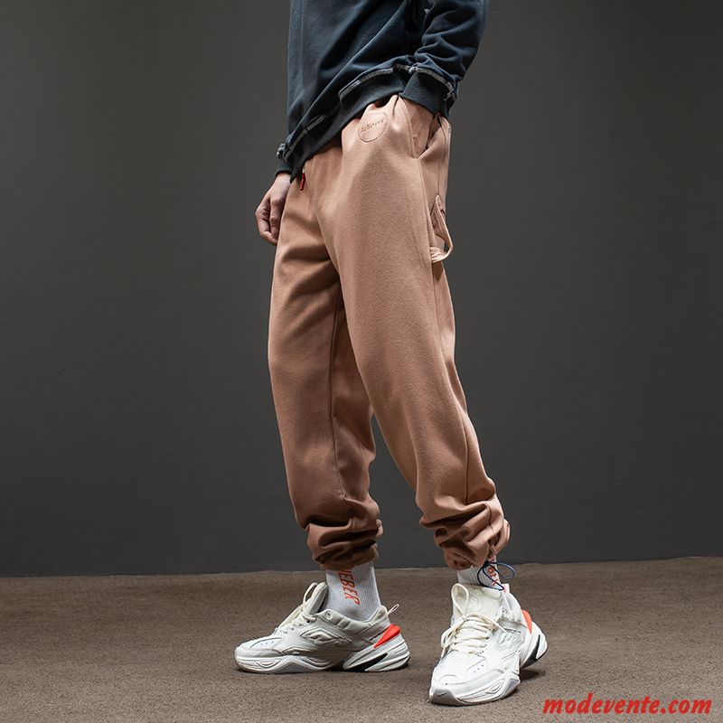 Pantalon Cargo Homme Bouche Fermée Serrés Baggy Hip Hop Décontractée Marque De Tendance Pure Brun