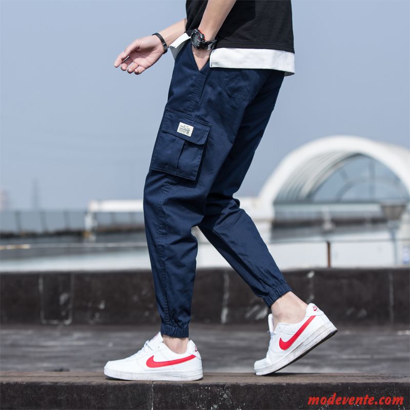 Pantalon Cargo Homme Décontractée Sport Serrés Printemps Marque De Tendance Harlan Bleu