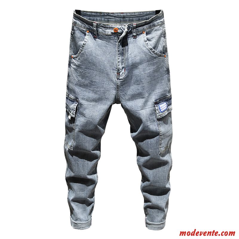 Pantalon Cargo Homme Jeans Baggy Harlan Légère Tendance Multi-poche Gris Clair