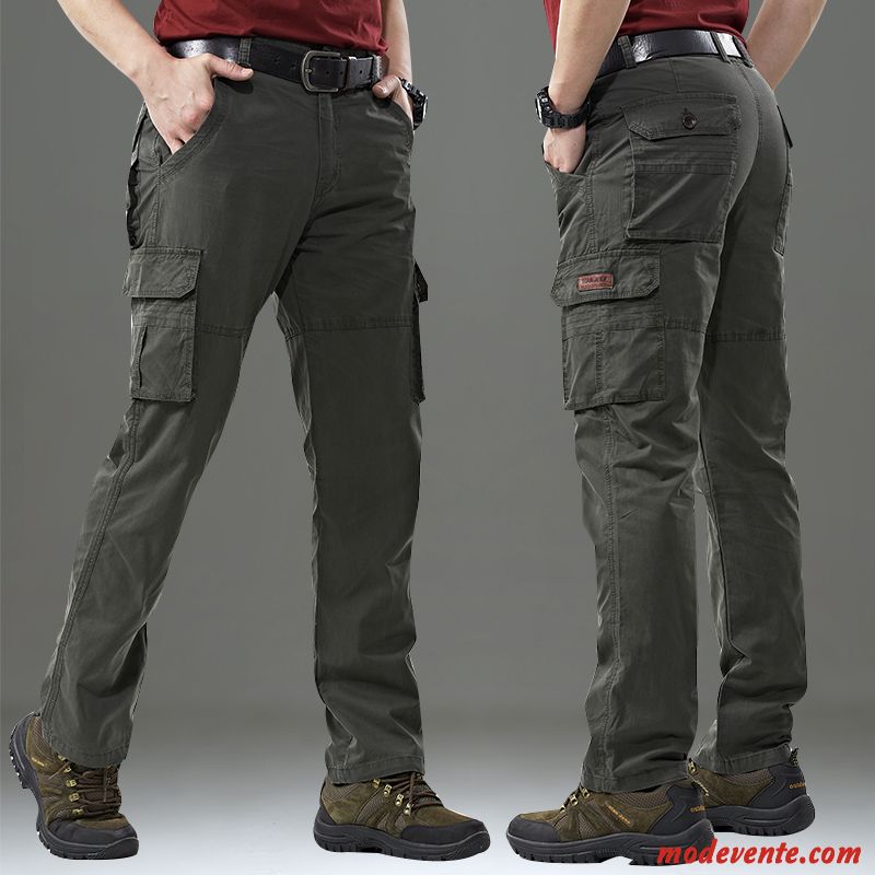 Pantalon Cargo Homme Jeunesse Longue Légère Pantalons Été Multi-poche Vert