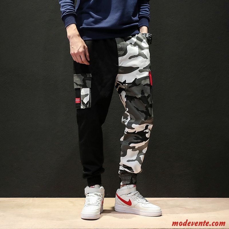 Pantalon Cargo Homme Pantalons Camouflage Baggy Serrés Marque De Tendance Les Pantalons De Survêtement Noir