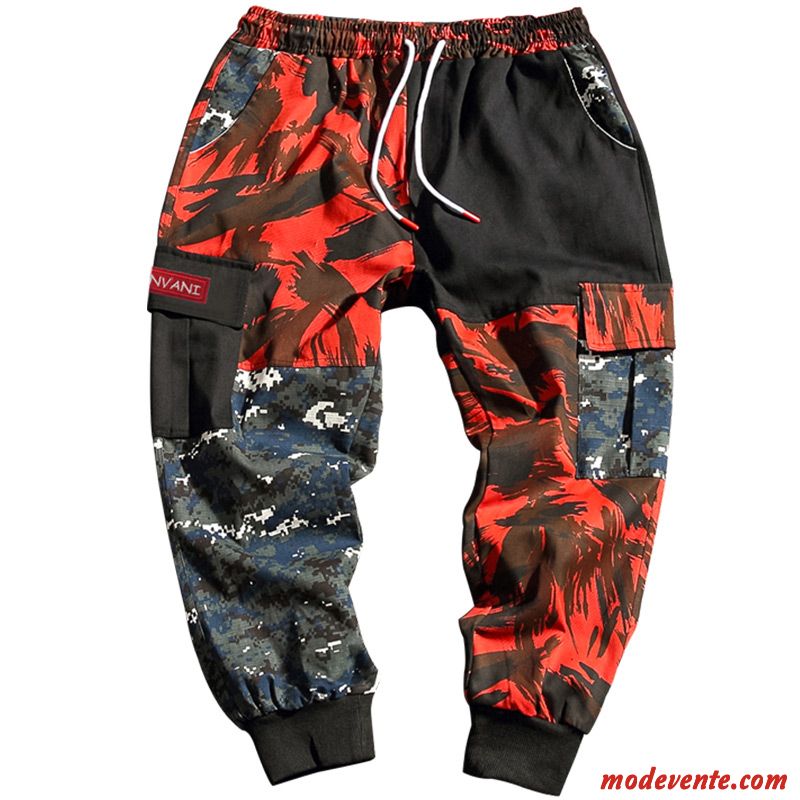 Pantalon Cargo Homme Printemps Baggy Camouflage Pantalons Marque De Tendance L'automne Impression Rouge