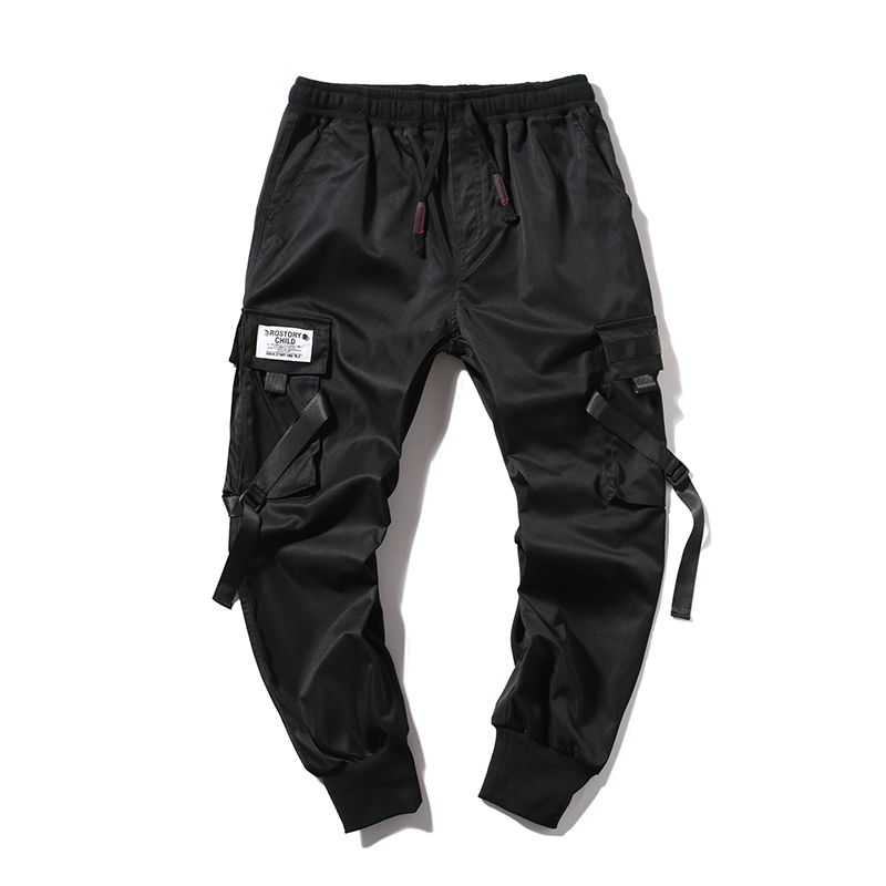 Pantalon Cargo Homme Printemps Marque De Tendance Décontractée Baggy Été Serrés Noir