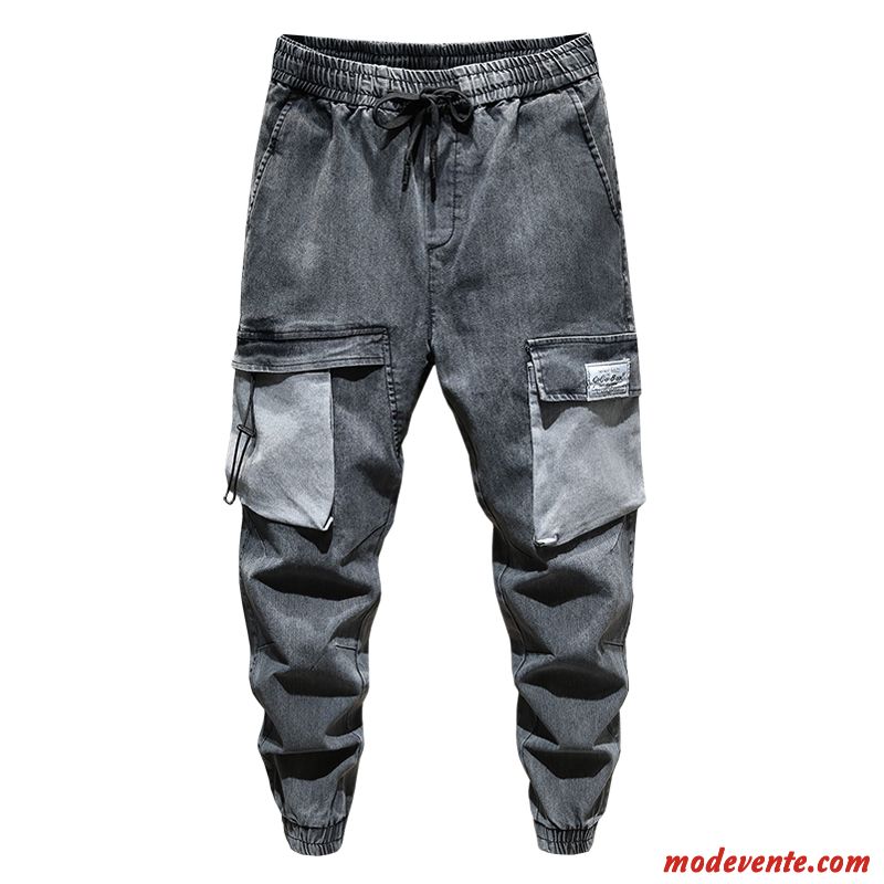 Pantalon Cargo Homme Tendance Baggy Harlan Décontractée Légère Jeans Gris Foncé