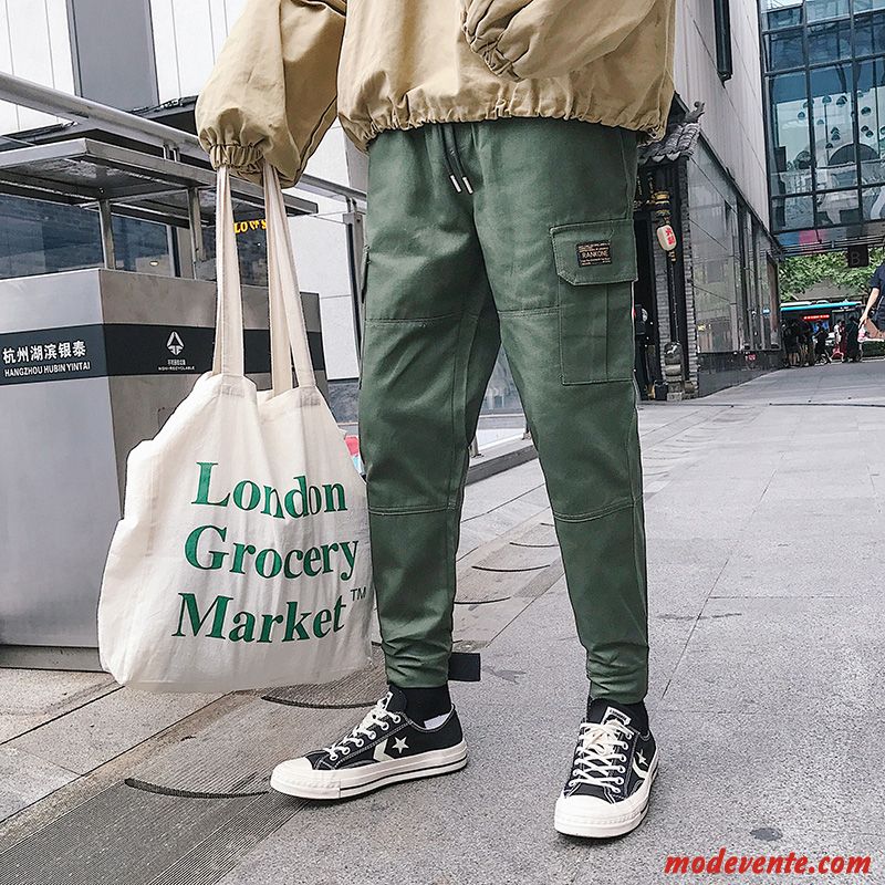 Pantalon Cargo Homme Tendance Baggy Marque De Tendance Décontractée L'automne Jambe Droite Vert