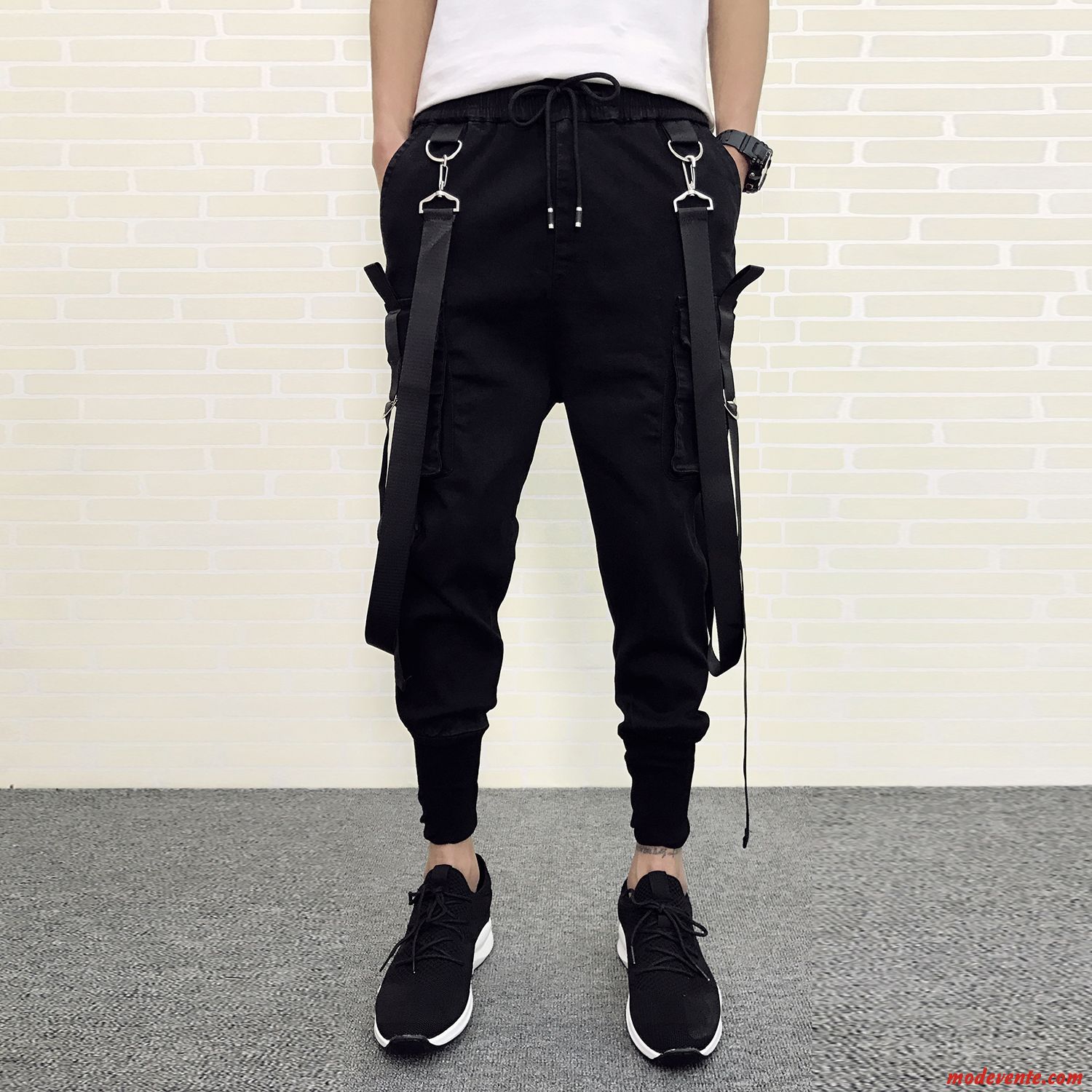 Pantalon Cargo Homme Tendance L'automne Serrés Harlan Décoration Noir