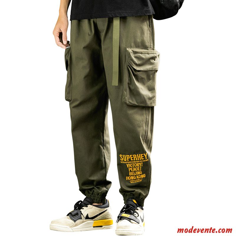 Pantalon Cargo Homme Ultra Coton Bio Décontractée Tendance Printemps Étudiant Vert