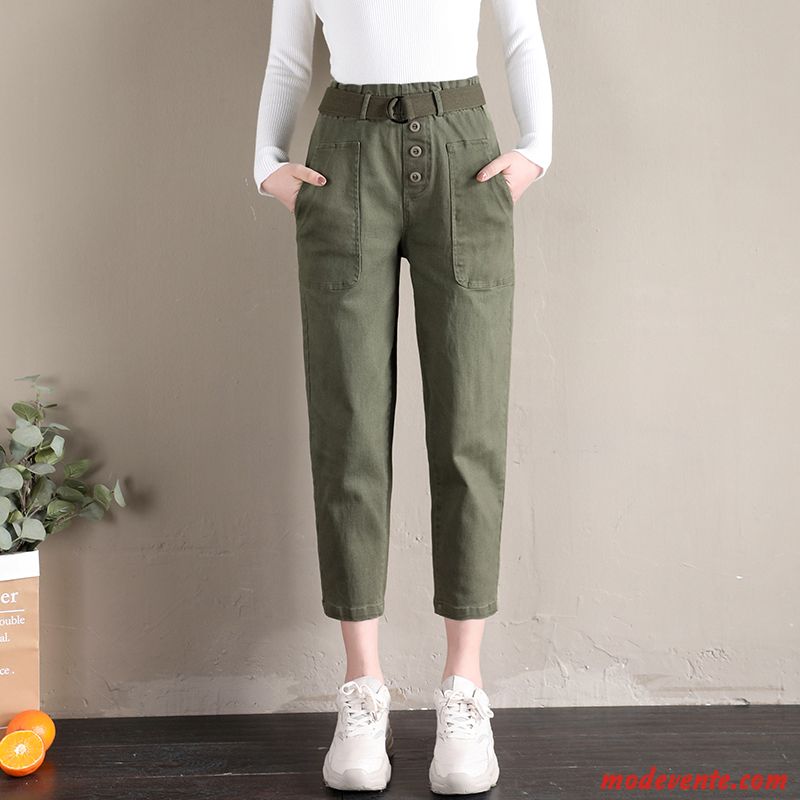 Pantalon Femme Baggy Mince Printemps Haute Cintrée Harlan Vert