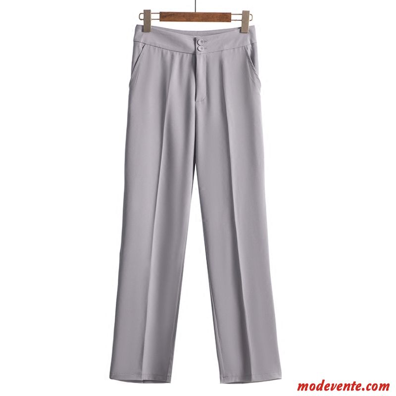 Pantalon Femme Haute Cintrée Baggy Été Soie De Glace Légère Jambe Droite