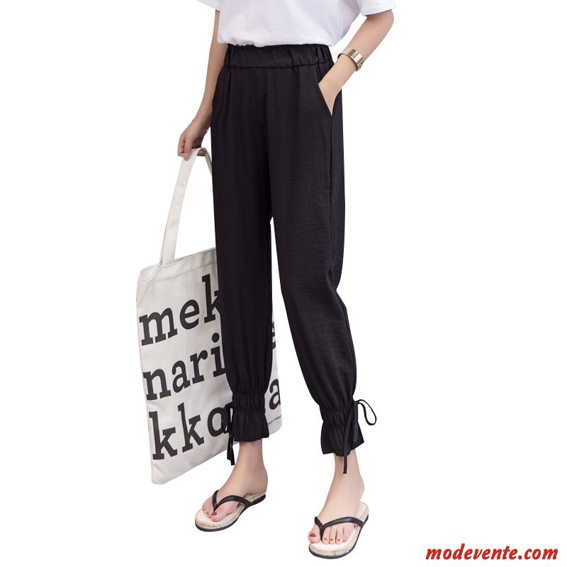 Pantalon Femme Légère Harlan Été Élastique Baggy Collants Noir