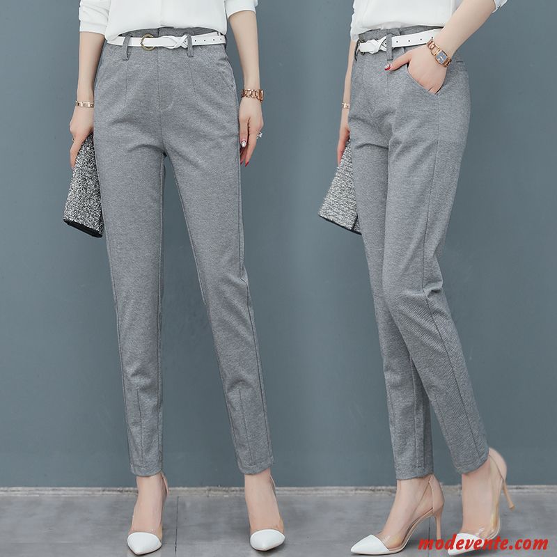 Pantalon Femme Mode Extensible Harlan Maigre Mince Printemps Gris