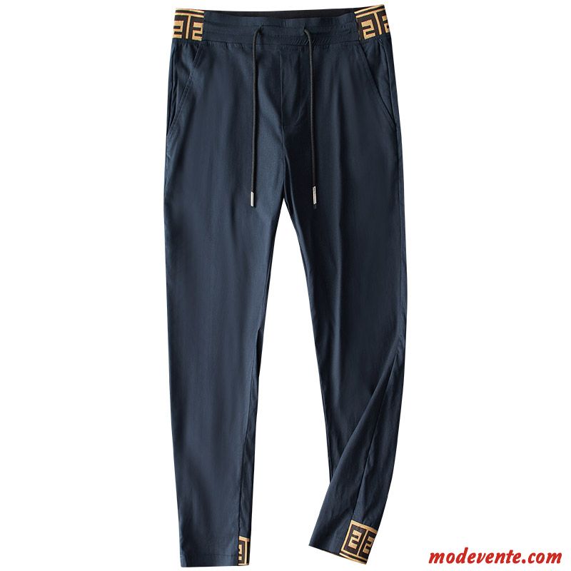 Pantalon Homme Baggy Légère Respirant Épissure Les Pantalons De Survêtement Été Bleu Marin Bleu