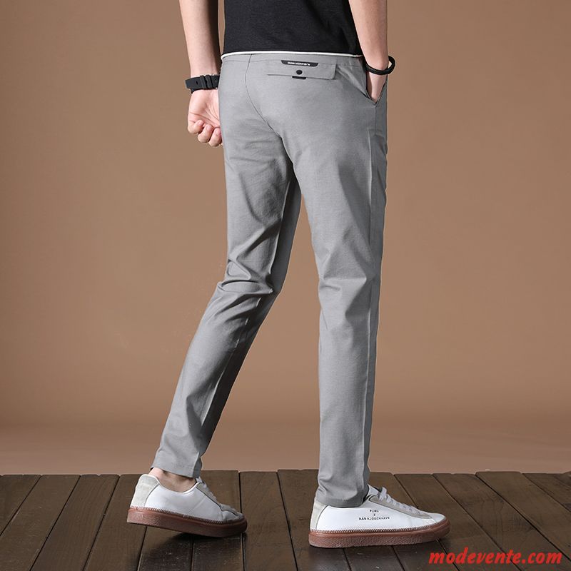 Pantalon Homme Jambe Droite Légère Pantalons Baggy Travailler Costume Formel Gris