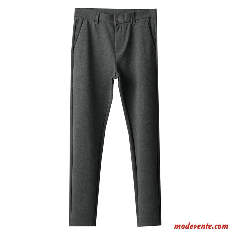 Pantalon Homme Jambe Droite Slim Racé De Travail Décontractée Hiver Gris Foncé