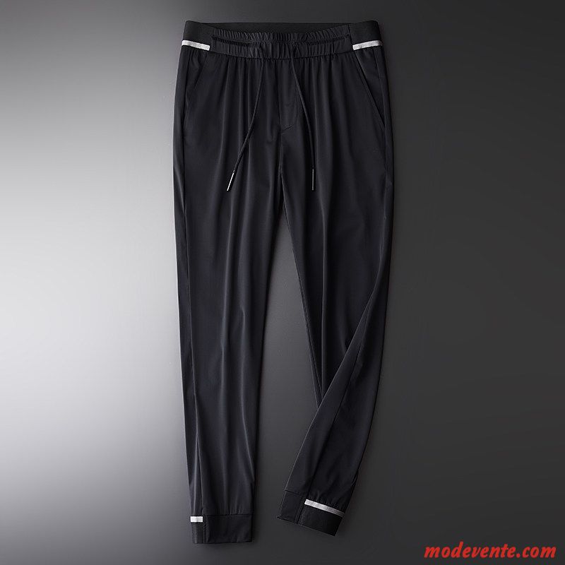 Pantalon Homme Les Pantalons De Survêtement Beau Mode Soie Maigre Légère Noir