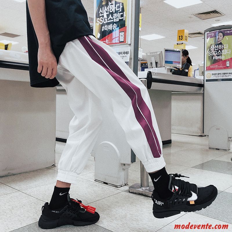 Pantalon Homme Pantalons Les Adolescents Été Baggy Tendance Ultra Blanc