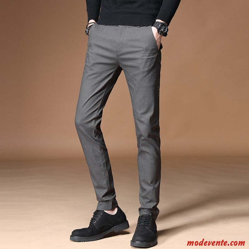 Pantalon Homme Slim De Travail Jambe Droite Pantalons Tendance Été Gris