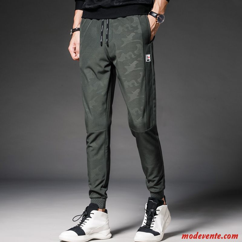 Pantalon Homme Slim Extensible L'automne Camouflage Tendance Les Pantalons De Survêtement Vert
