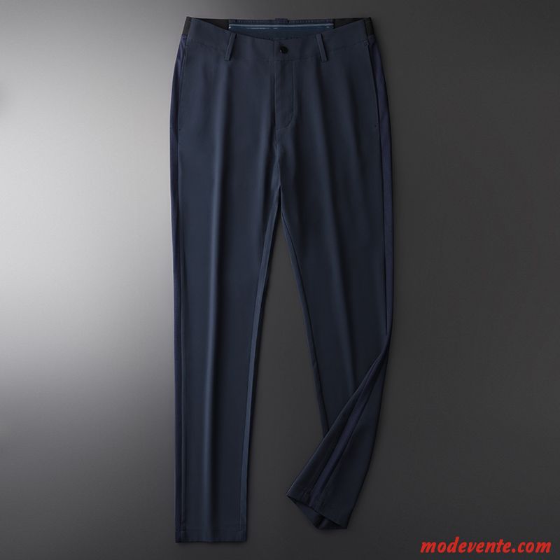 Pantalon Homme Tendance Soie Slim De Travail Lumière Extensible Bleu