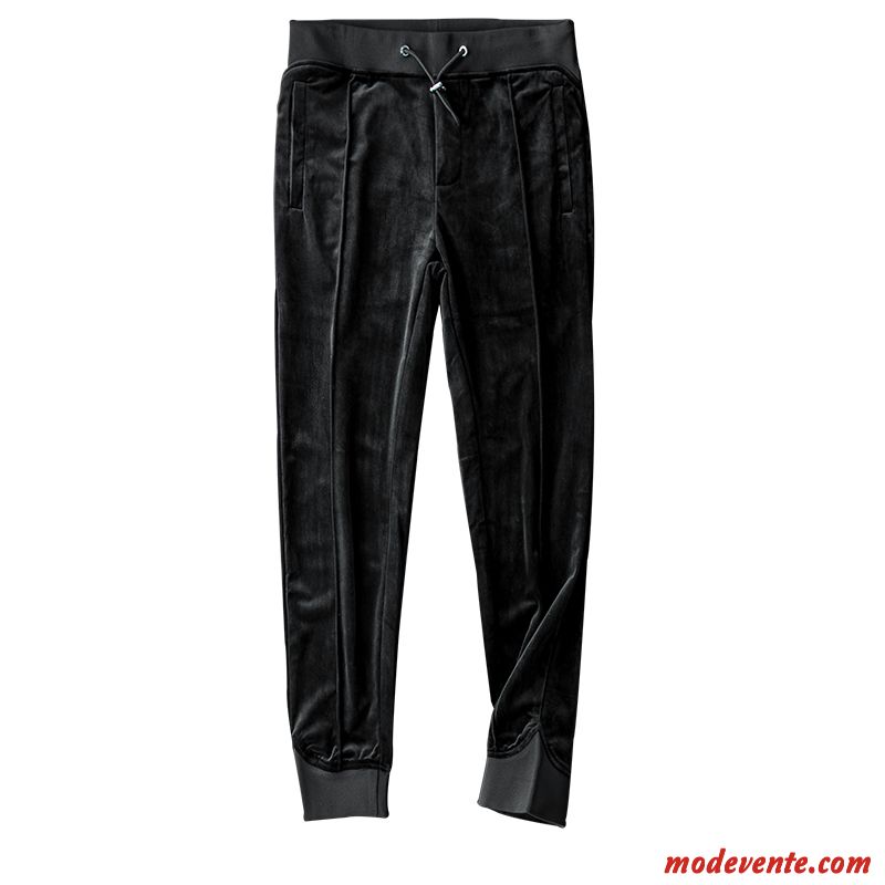 Pantalon Homme Épissure L'automne Serrés Les Pantalons De Survêtement Décontractée Velours Noir Or