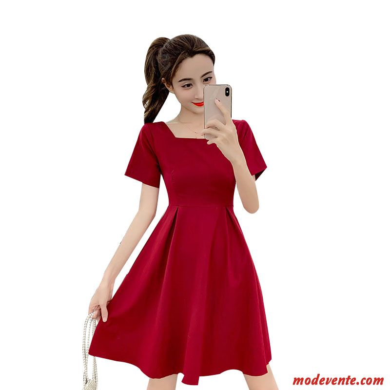 Robes Femme Slim Courte Mince Printemps Doux Mode Rouge