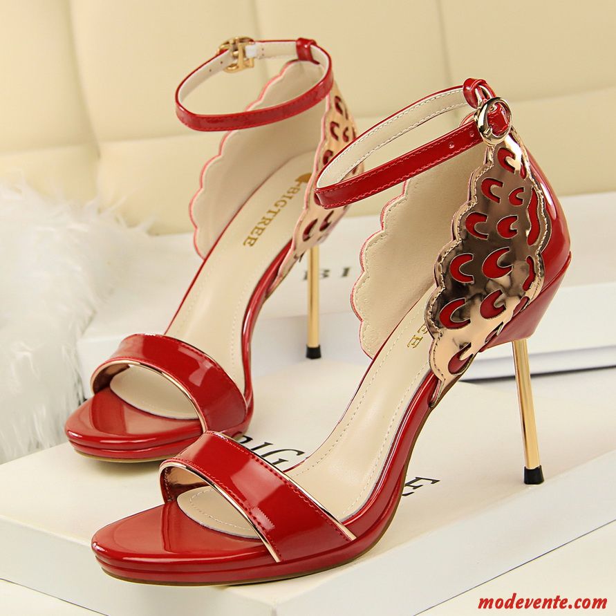 Sandales Femme Escarpins Minces Paillette Chaussures De Mariage Mode Été Rouge