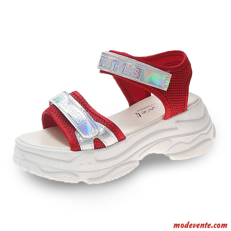 Sandales Femme Été Mode Plates Confortable Tendance Ouverture Du Pied Rouge