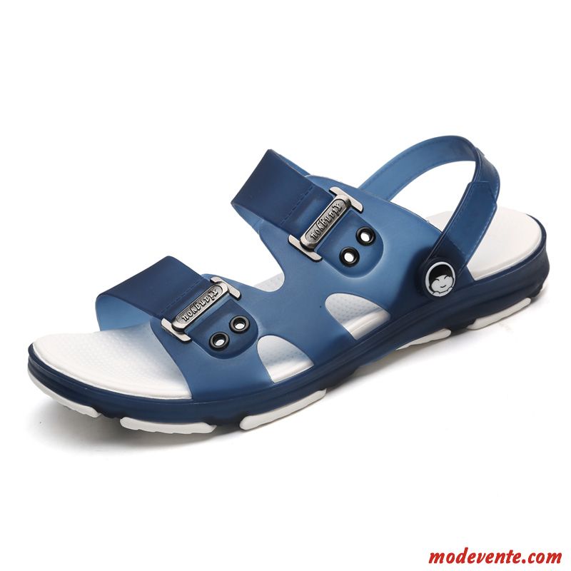 Sandales Homme Intérieur Tongs Chaussons Été Antidérapant Plage Tendance Bleu