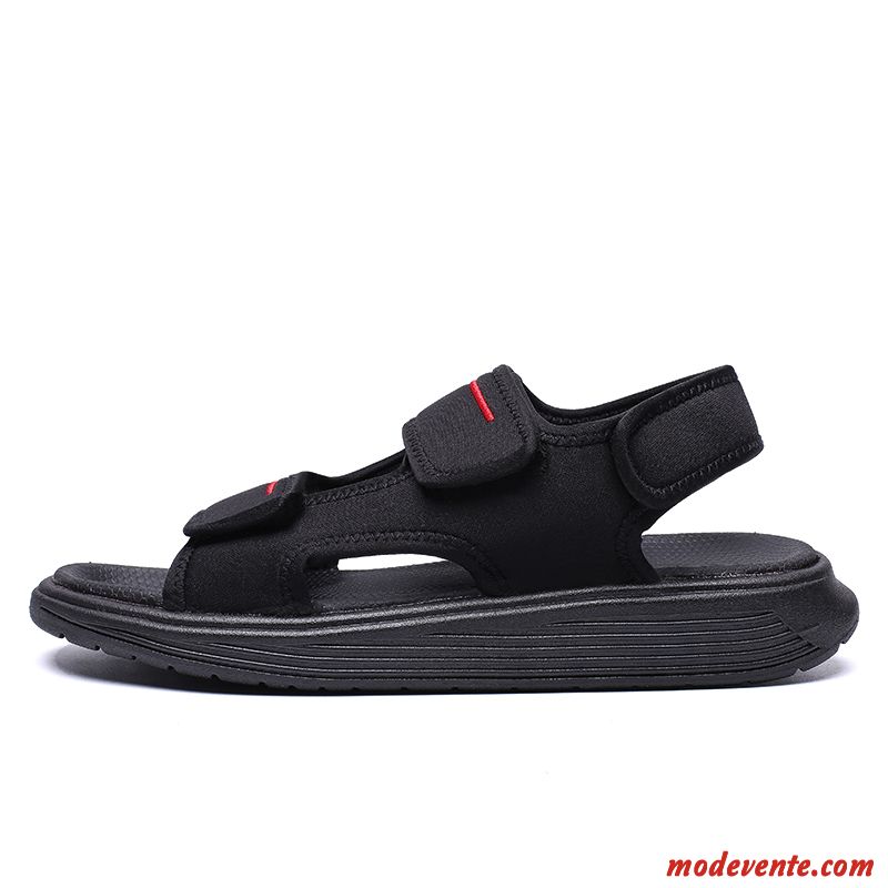 Sandales Homme Mode Respirant Été Antidérapant Tongs Chaussons Plage Noir