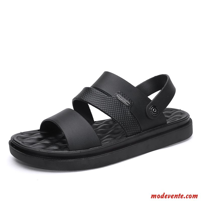 Sandales Homme Été Tous Les Assortis Jeunesse Plage Tendance Semelle Doux Noir