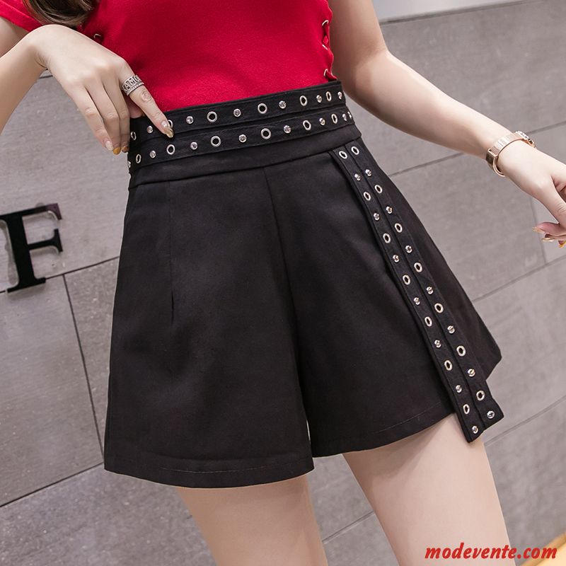 Shorts Femme Baggy Été Printemps Pantalon Chaud A Lettre Mince Noir