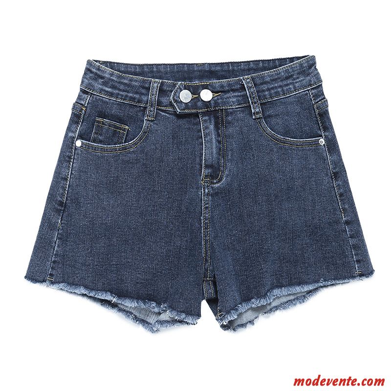 Shorts Femme Denim Dame Mince Haute Cintrée Été Baggy Bleu Marin