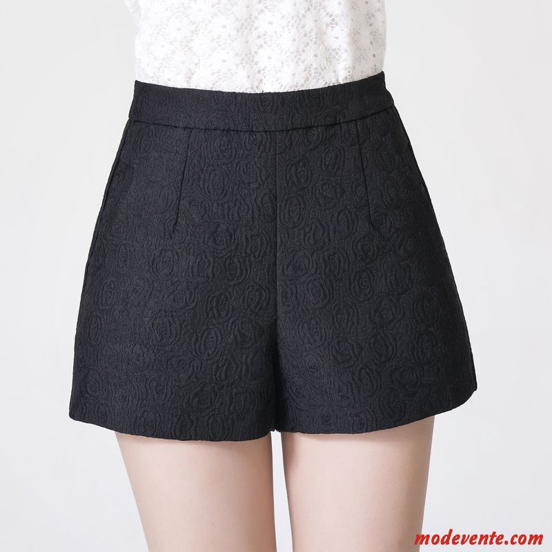 Shorts Femme Grande Taille Hiver L'automne Printemps Décontractée Middle Waisted Noir