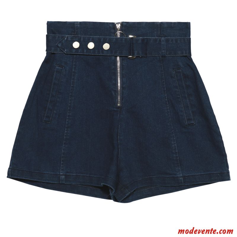 Shorts Femme Jeans Décontractée Outwear Baggy Mince Printemps Bleu Marin