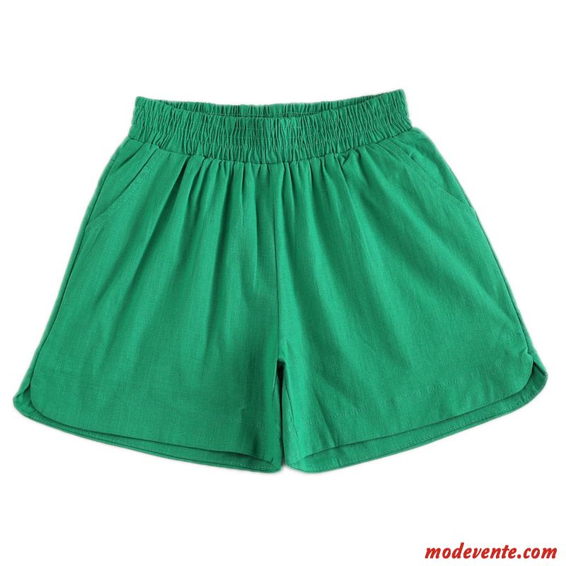 Shorts Femme Lin Mince Baggy Été Décontractée Grande Taille Vert