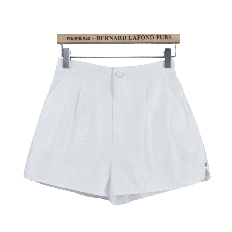 Shorts Femme Mince Professionnel A Lettre Pantalon Costume Haute Cintrée Blanc