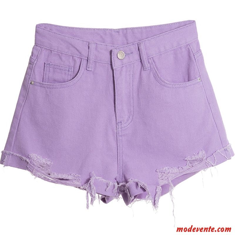Shorts Femme Pantalon Chaud Baggy Ourlet Été Ultra Mince Violet