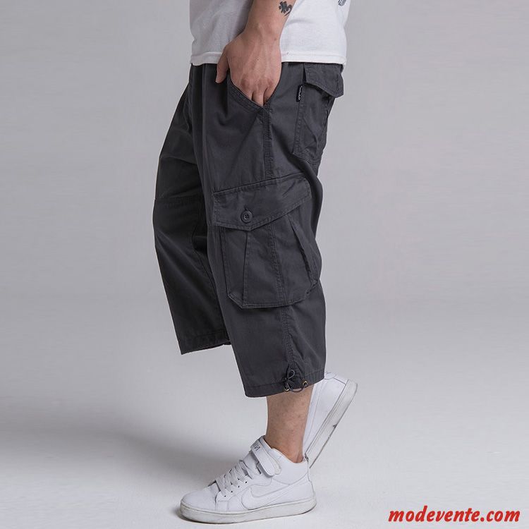 Shorts Homme Baggy Été Cargo Gros Décontractée Graisse Gris Foncé