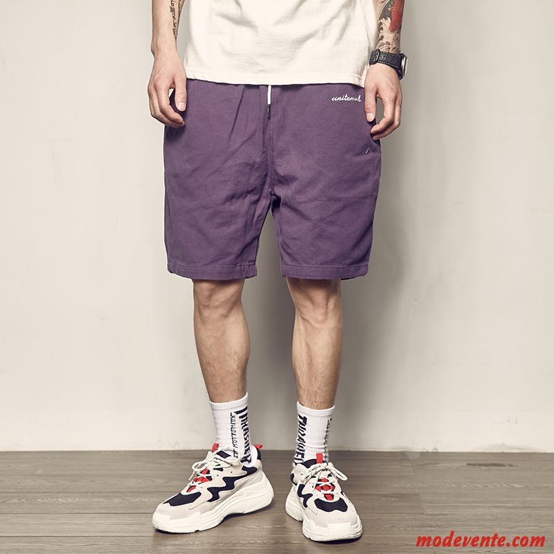 Shorts Homme Cinquième Pantalon Baggy Les Adolescents Rue Tendance Lettre Violet