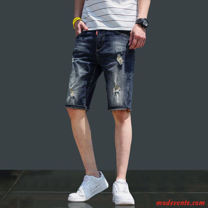 Shorts Homme Cinquième Pantalon Tendance Marque De Tendance Décontractée Slim Baggy Noir