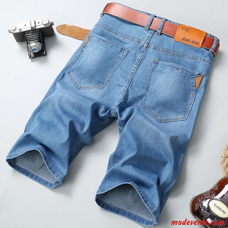 Shorts Homme Décontractée Été Denim Baggy Jeans Légère Bleu Clair