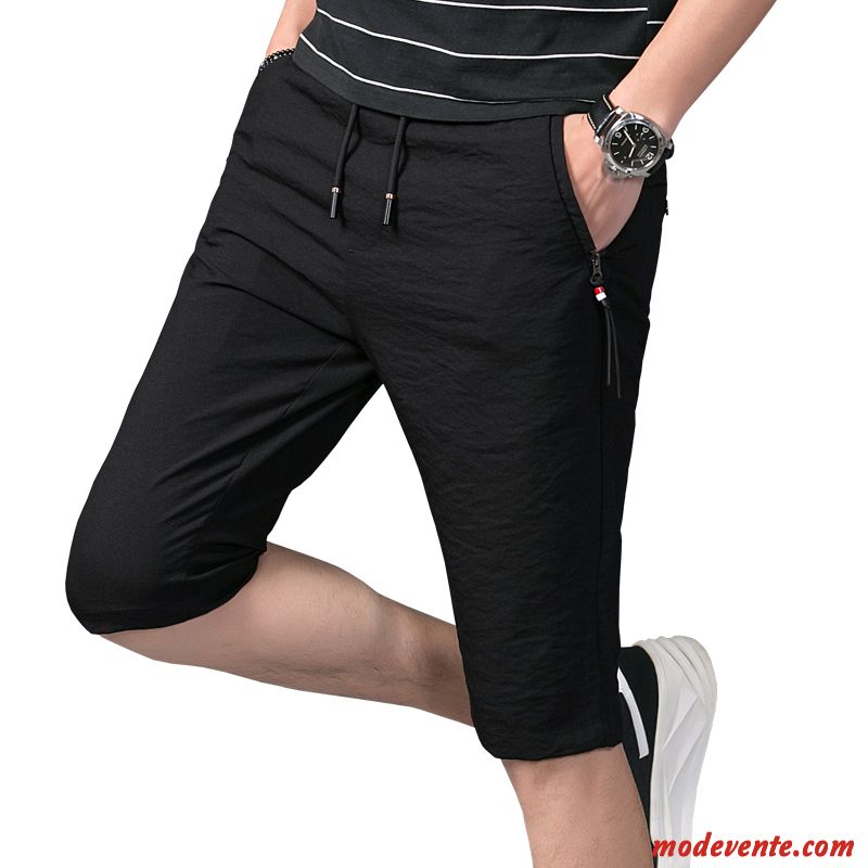 Shorts Homme Jambe Droite Été Confortable Pantalons Baggy Tendance Noir