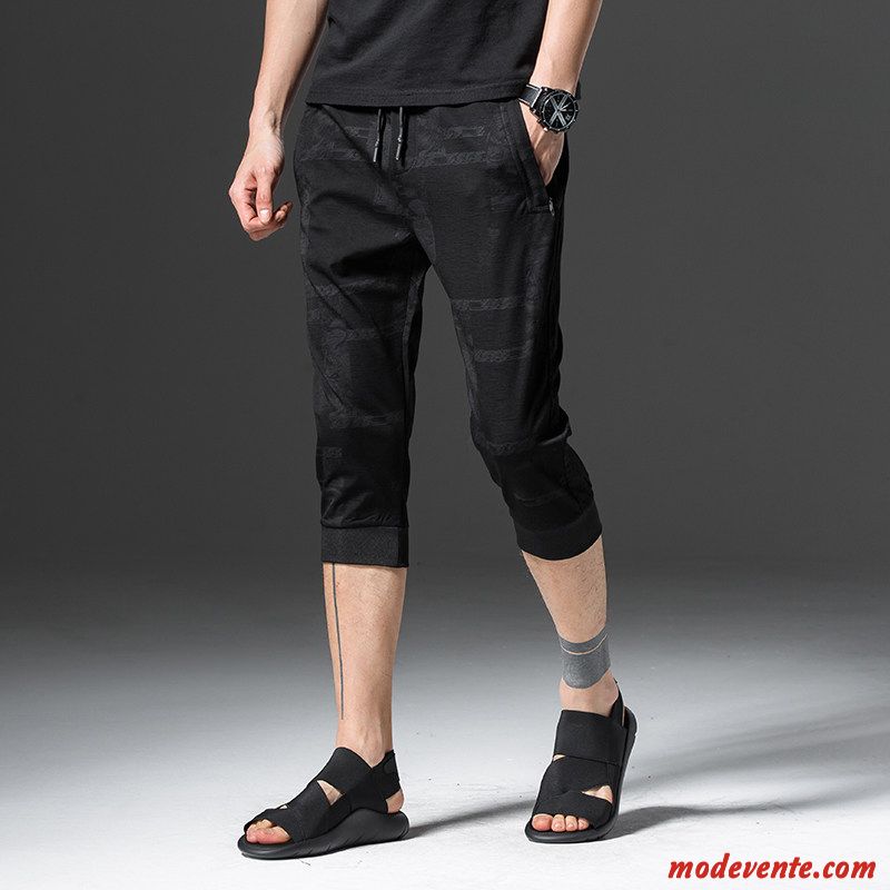 Shorts Homme Les Pantalons De Survêtement Tendance Légère Septième Pantalon Été Baggy Noir