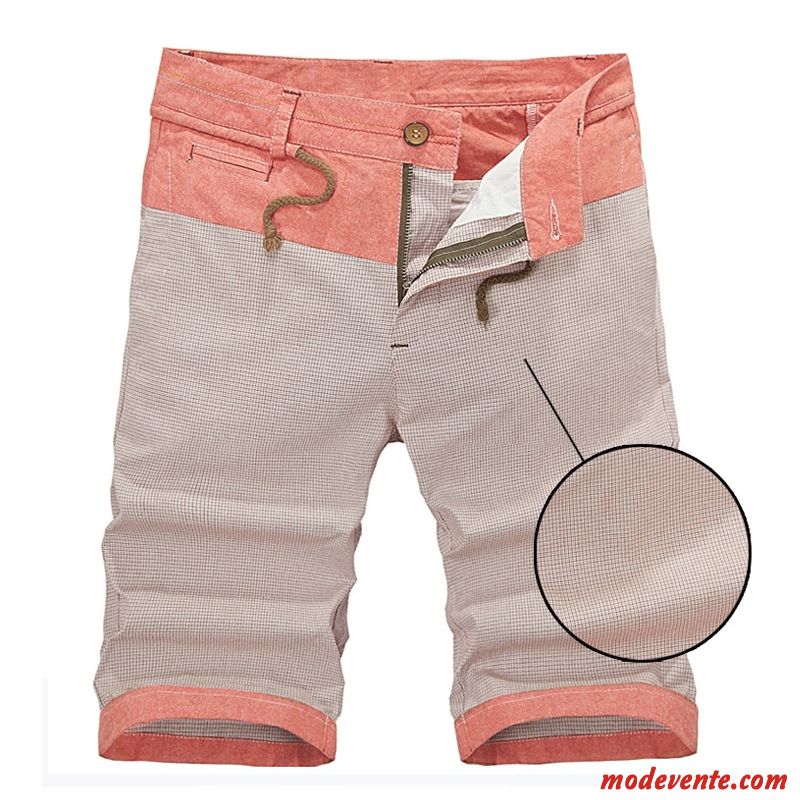 Shorts Homme Légère Décontractée Plage Septième Pantalon Été Baggy Rose