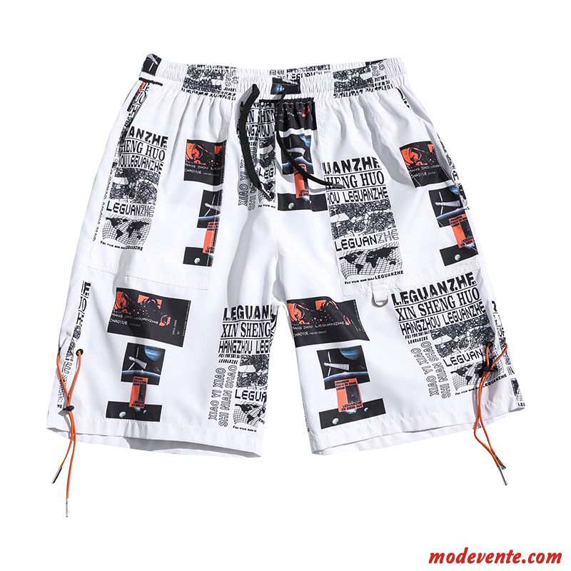 Shorts Homme Marque De Tendance Cargo Baggy Décontractée Cinquième Pantalon Été Blanc