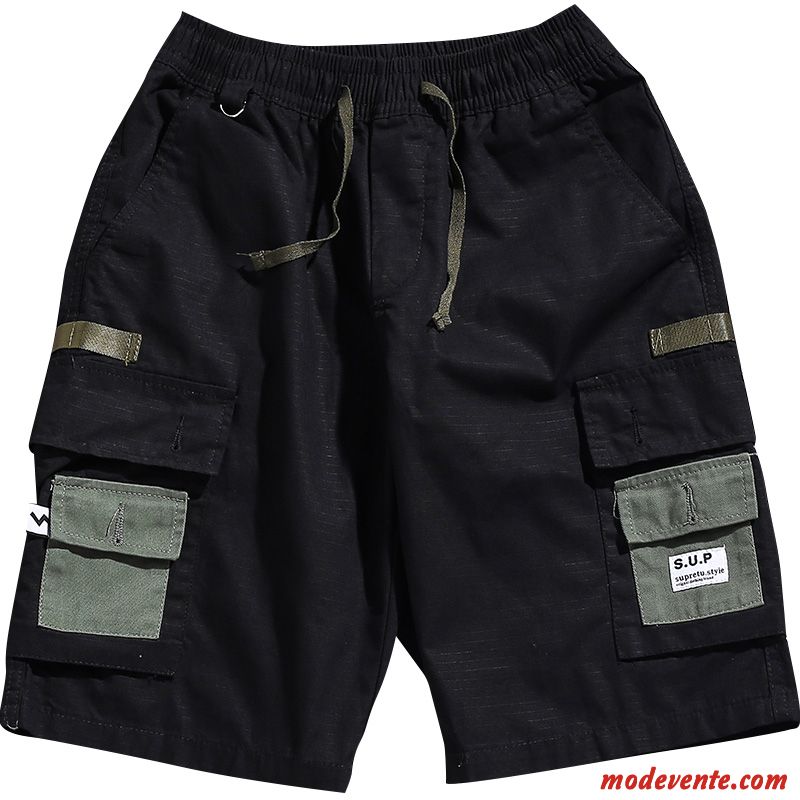 Shorts Homme Marque De Tendance Pantalon Cargo Pantalons Été Grande Taille Cinquième Pantalon Couleurs Mixtes Noir