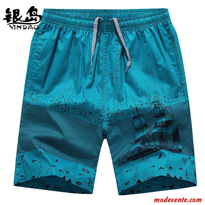 Shorts Homme Marque De Tendance Plage Été Coton Bio Baggy Légère Bleu