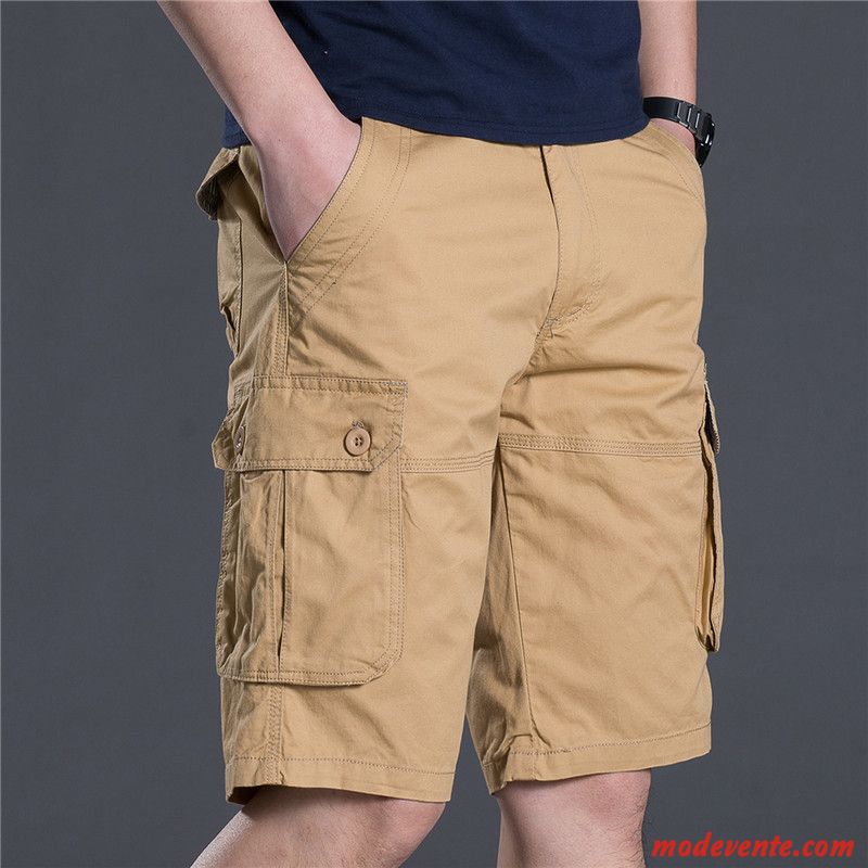 Shorts Homme Pantalon Cargo Kaki Pantalons Jeunesse Multi-poche Plage