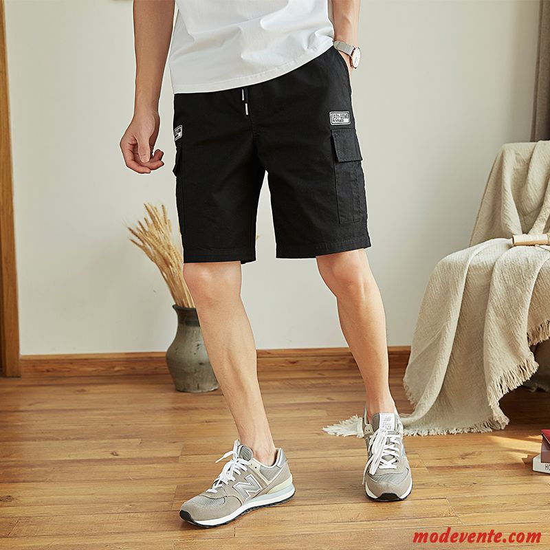 Shorts Homme Tendance Baggy Cargo Cinquième Pantalon Été Décontractée Noir